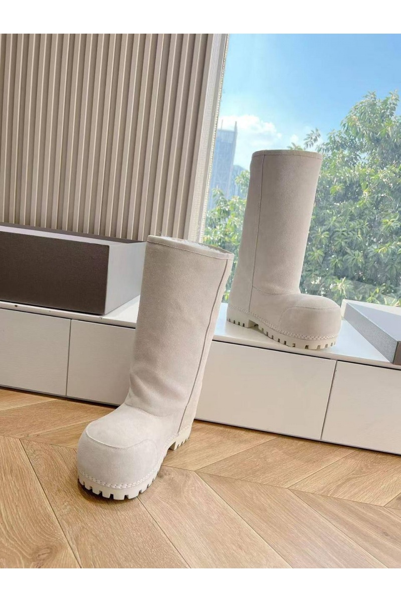 Balenciaga Женские ботинки Alaska Fur High Boot premium - White
