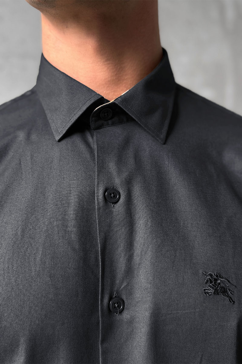 Burberry Мужская рубашка logo-embroidered - Grey