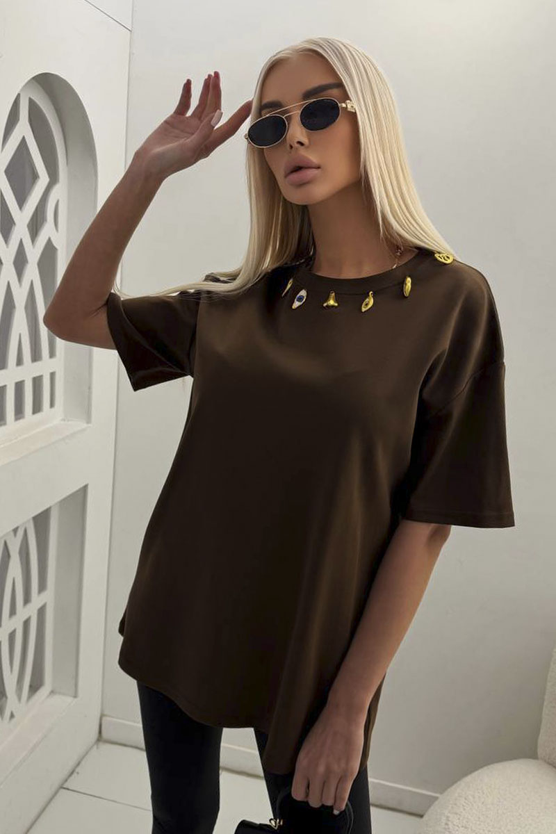 Schiaparelli Женская базовая футболка premium - Brown