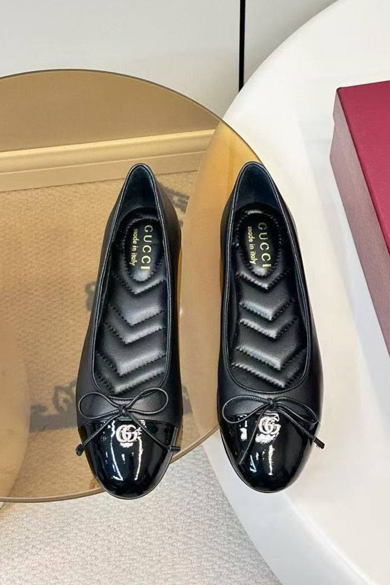 Gucci Женские кожаные балетки Double G premium