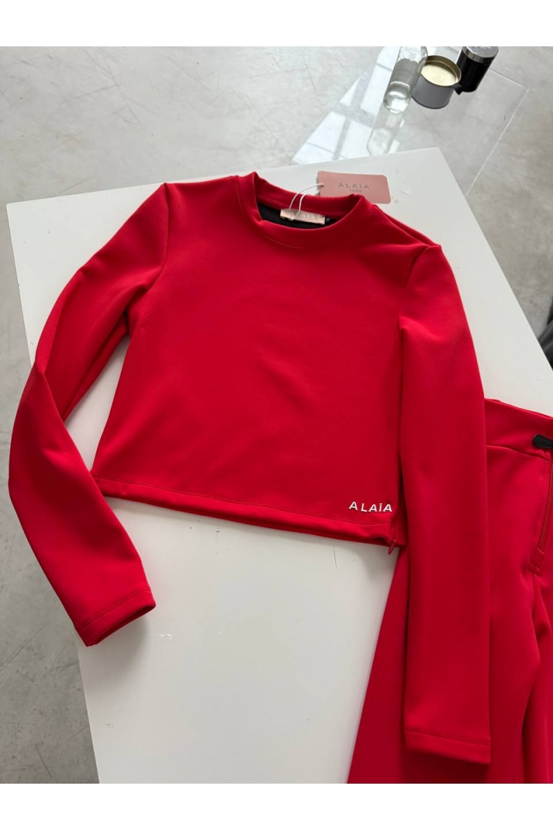 Designer Clothing Женский лонгслив на флисе красного цвета Alaia