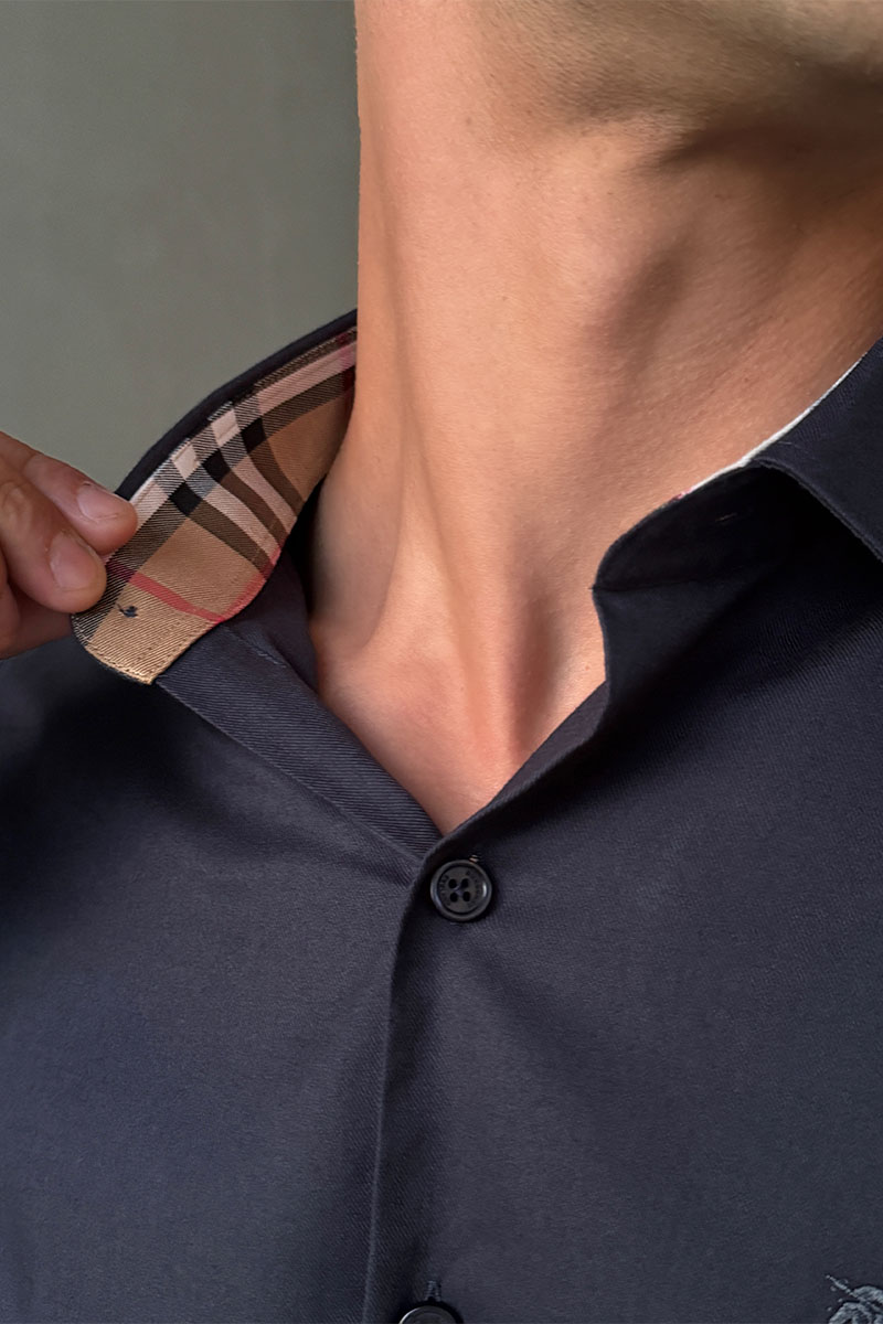 Burberry Мужская рубашка logo-embroidered - Navy