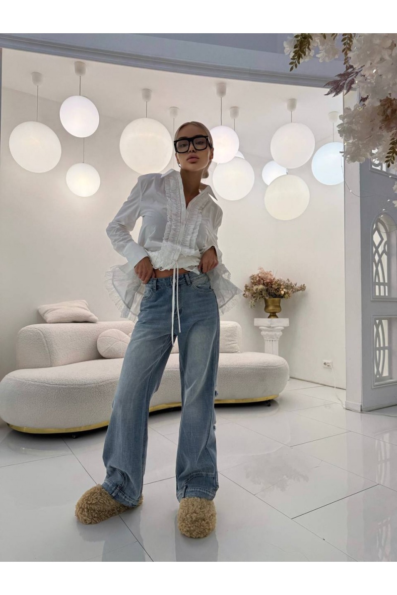 Balenciaga Женские рванные джинсы синего цвета