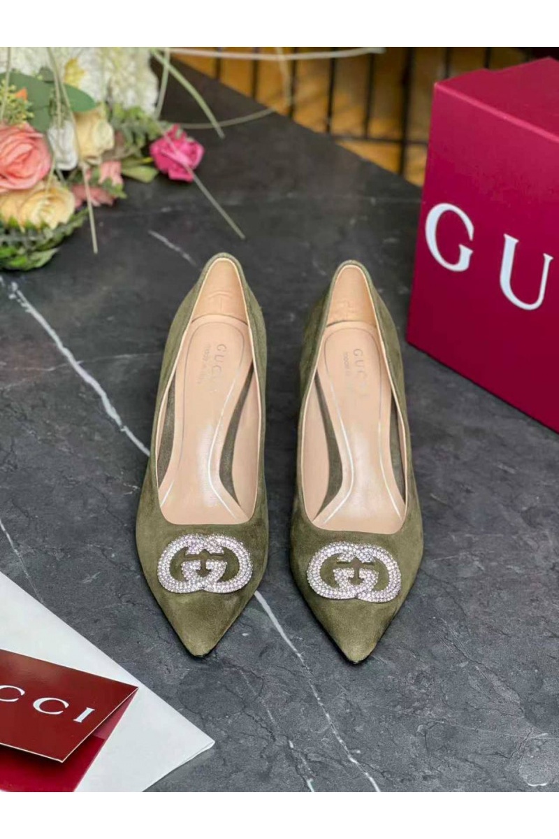 Gucci Женские замшевые туфли GG premium