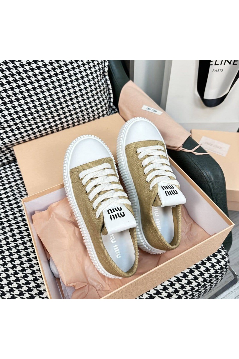 MIU MIU Женские текстильные кеды Premium - Beige