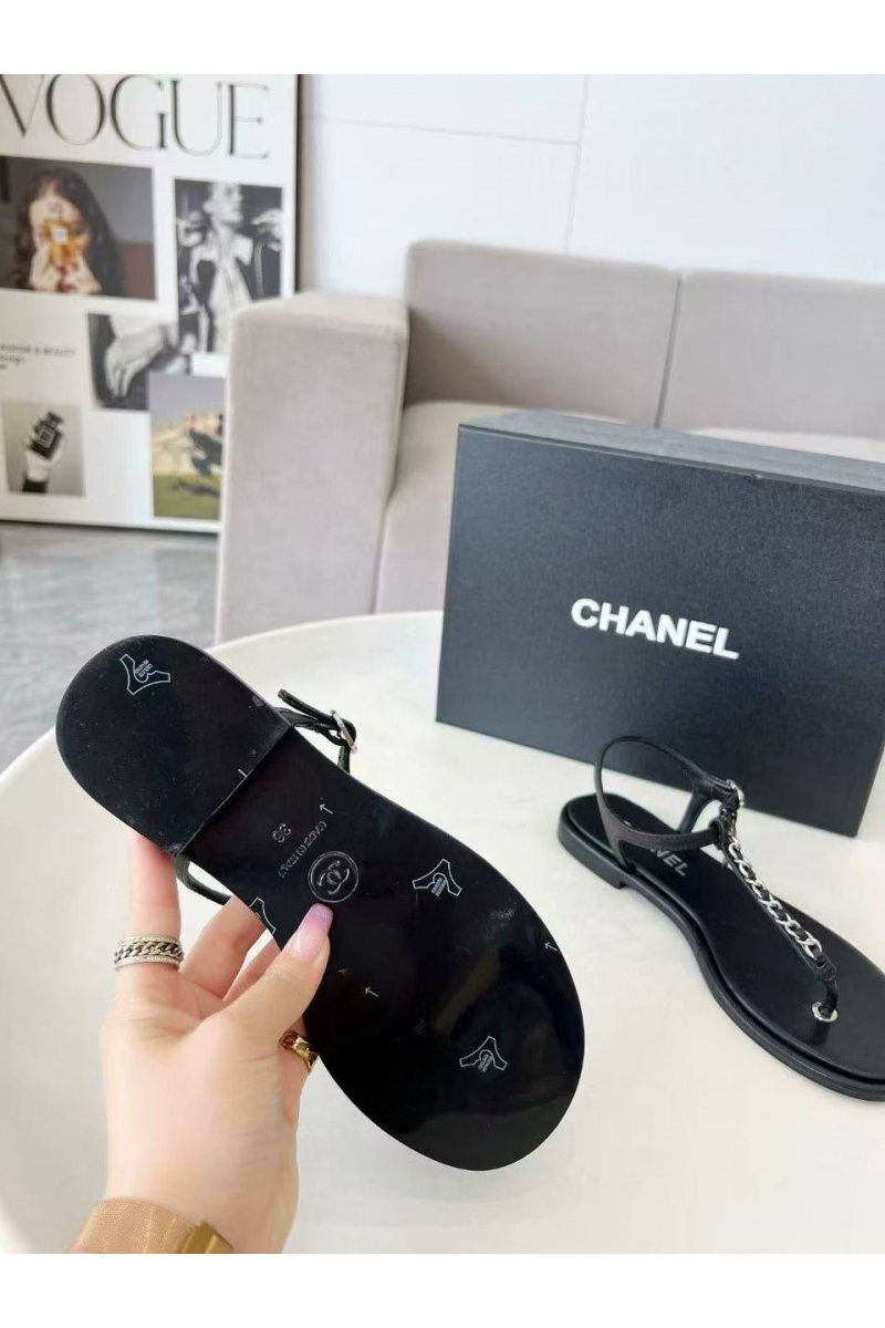Chаnеl Женские кожаные сандалии Classic Flap Premium - Black