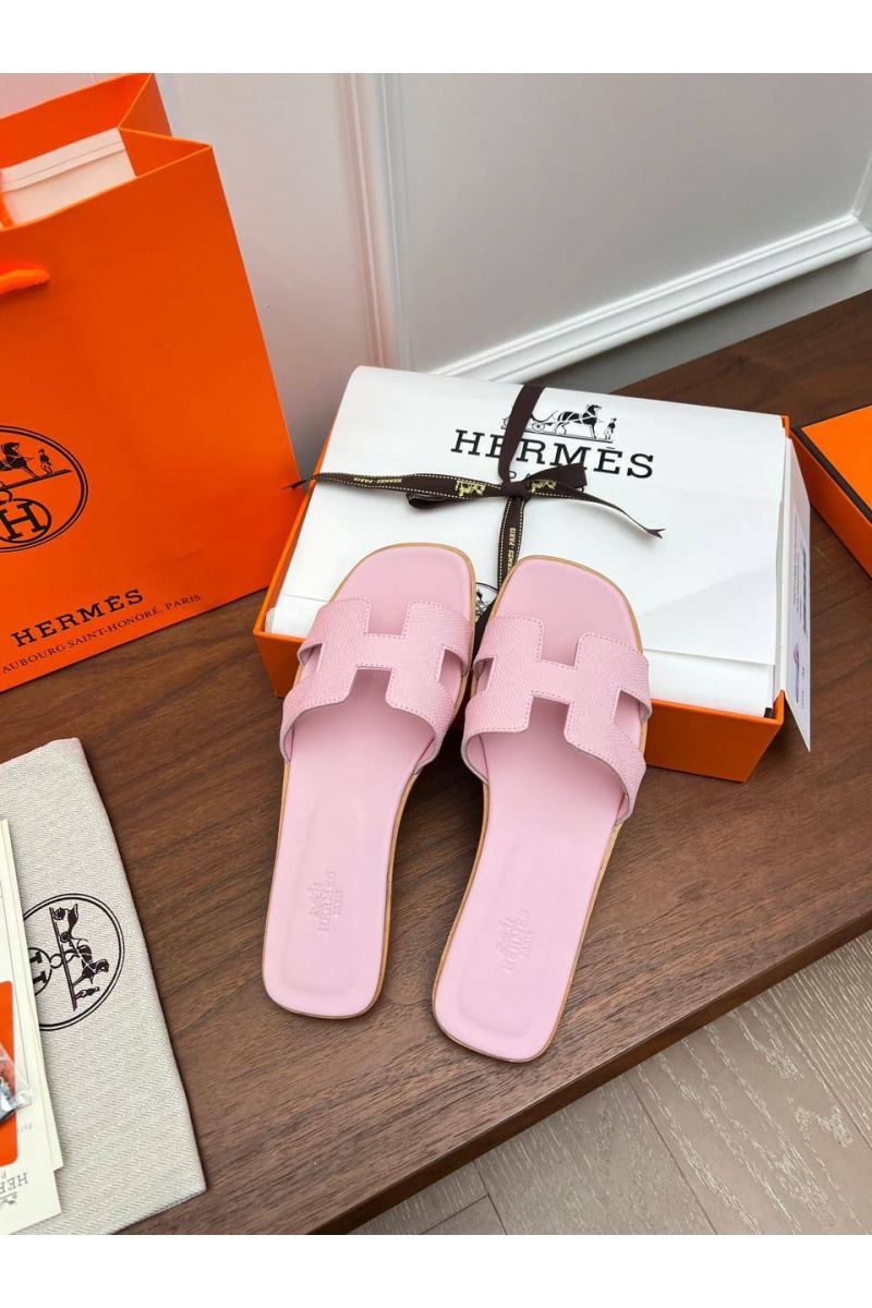 Hermes Женские кожаные шлёпанцы premium