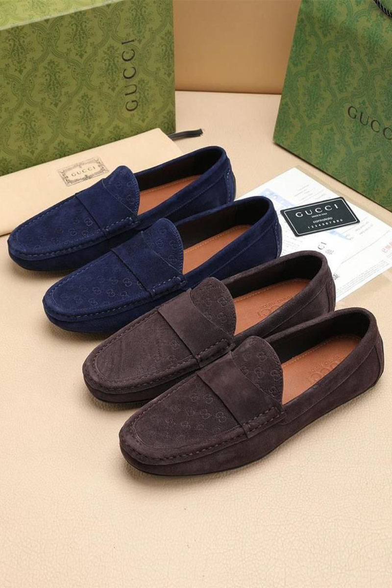 Gucci Мужские замшевые мокасины GG monogram