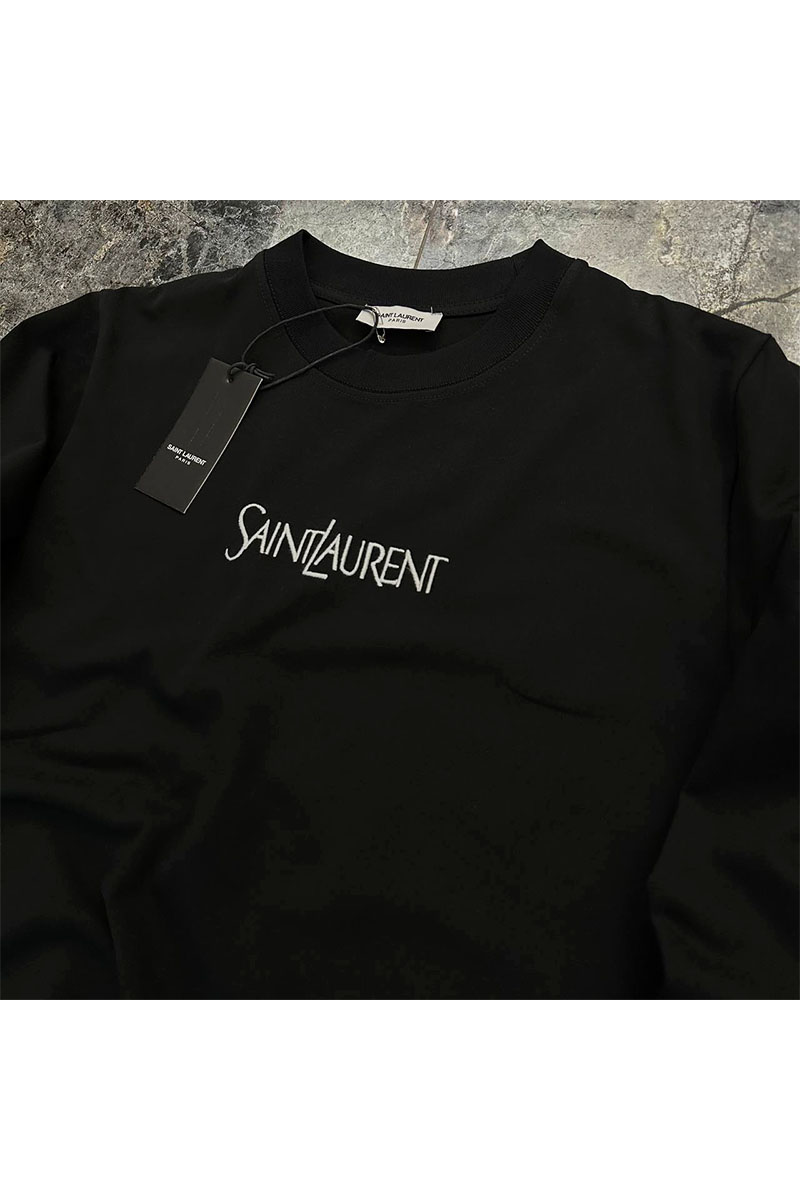 Yves Saint Laurent Мужской чёрный свитшот logo-embroidered 