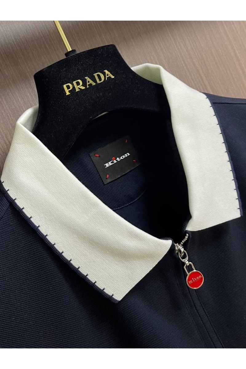 Kiton Мужское поло тёмно-синего цвета premium