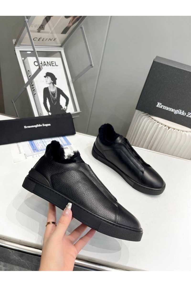 Zegna Кроссовки с мехом Triple Stitch