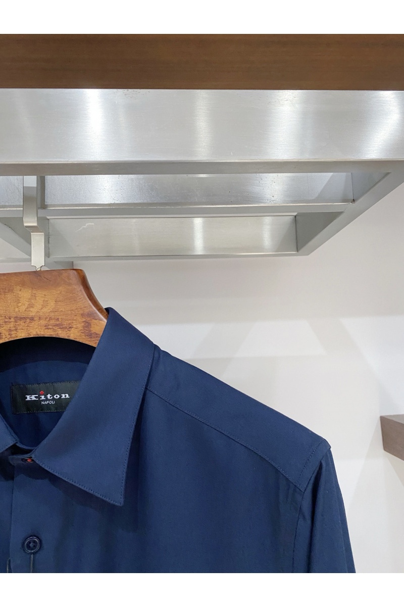 Kiton Мужская тёмно-синяя рубашка premium
