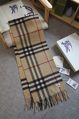 Шарф two-tone Check premium 168x30 см - Chestnut