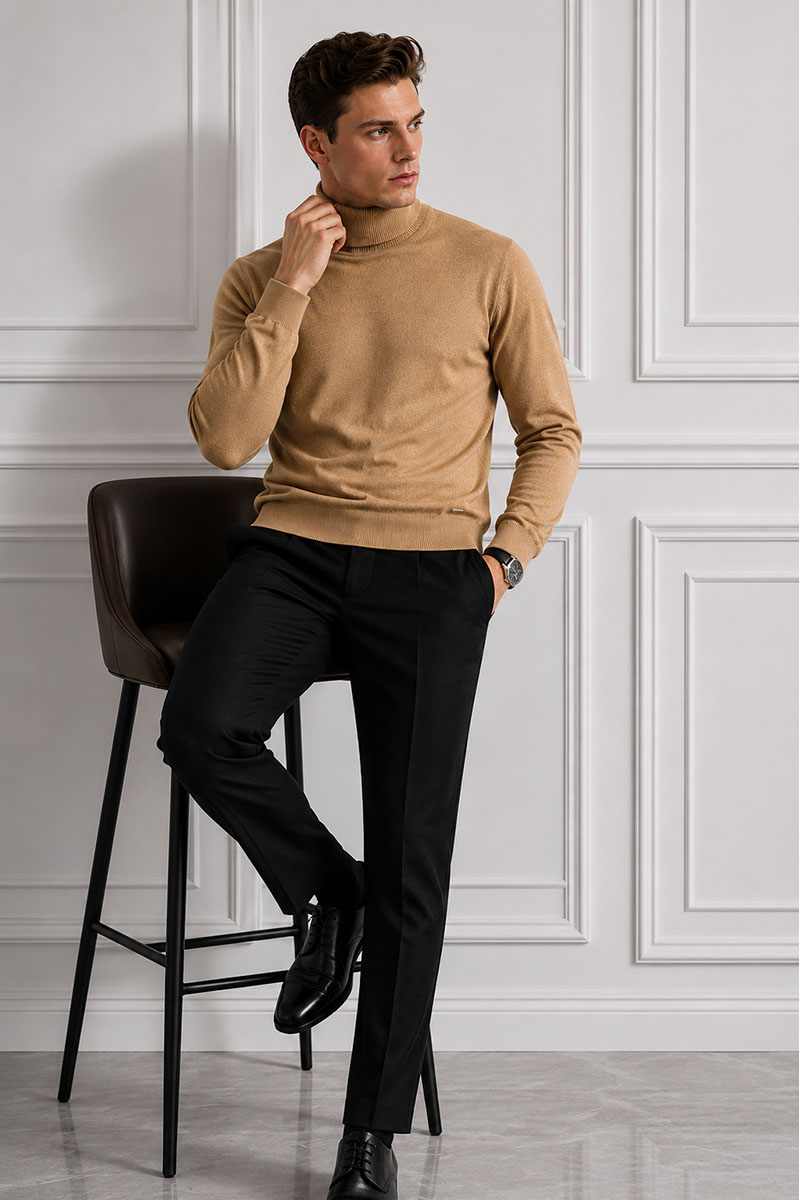 Designer Clothing Мужская бежевая водолазка Maglione