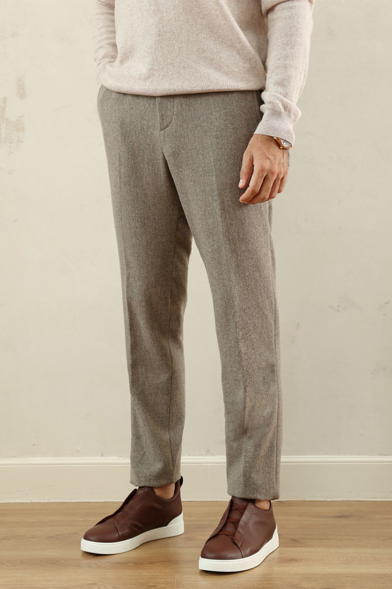 Kiton Мужские бежевые брюки premium