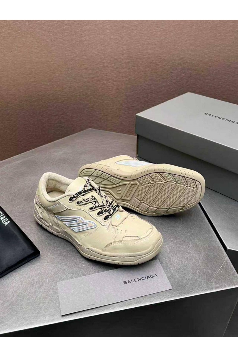 Balenciaga Женские кожаные кроссовки Hamptons Worn-Out premium