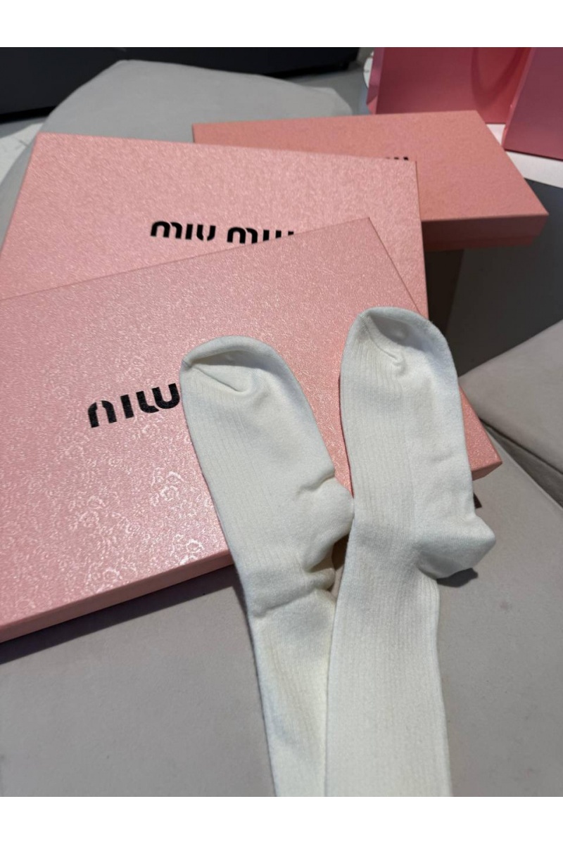 MIU MIU Женские кашемировые колготы белого цвета