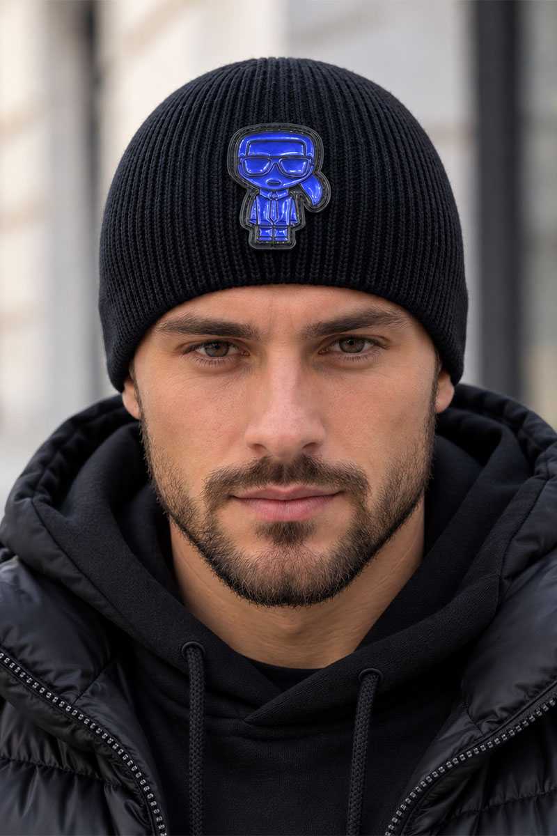 Company КL Мужская шапка тёмно-синего цвета logo-patch