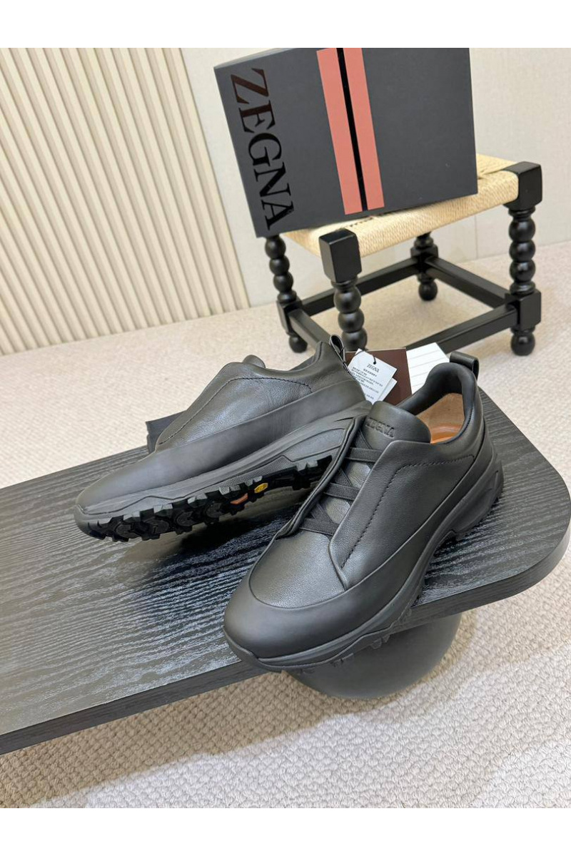 Zegna Кожаные кроссовки Triple Stitch Monte - Black