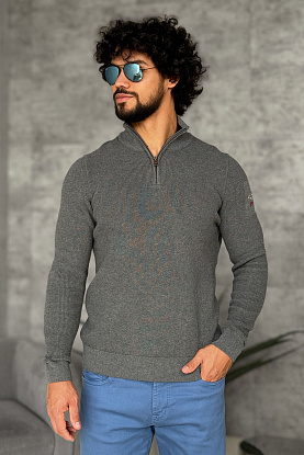 Мужской серый джемпер zip-up