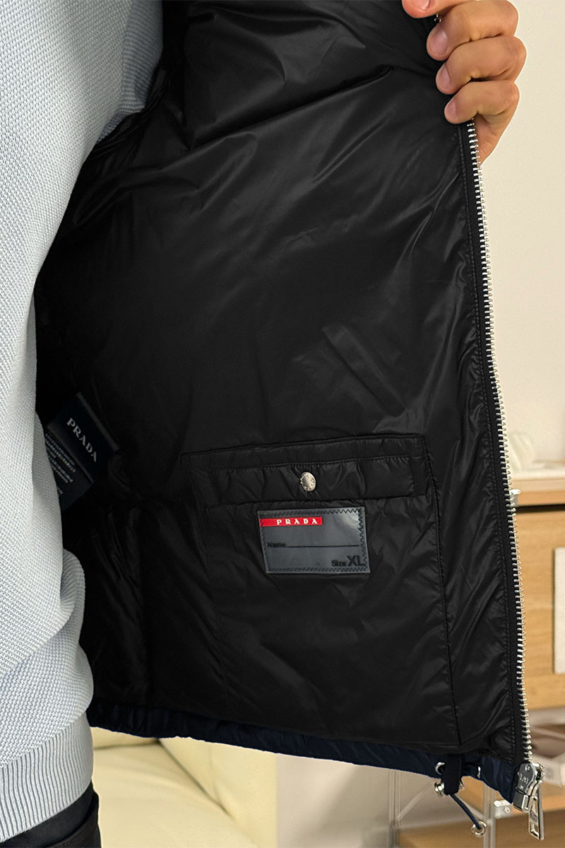 Prada Мужской пуховик logo-plaque - Navy 