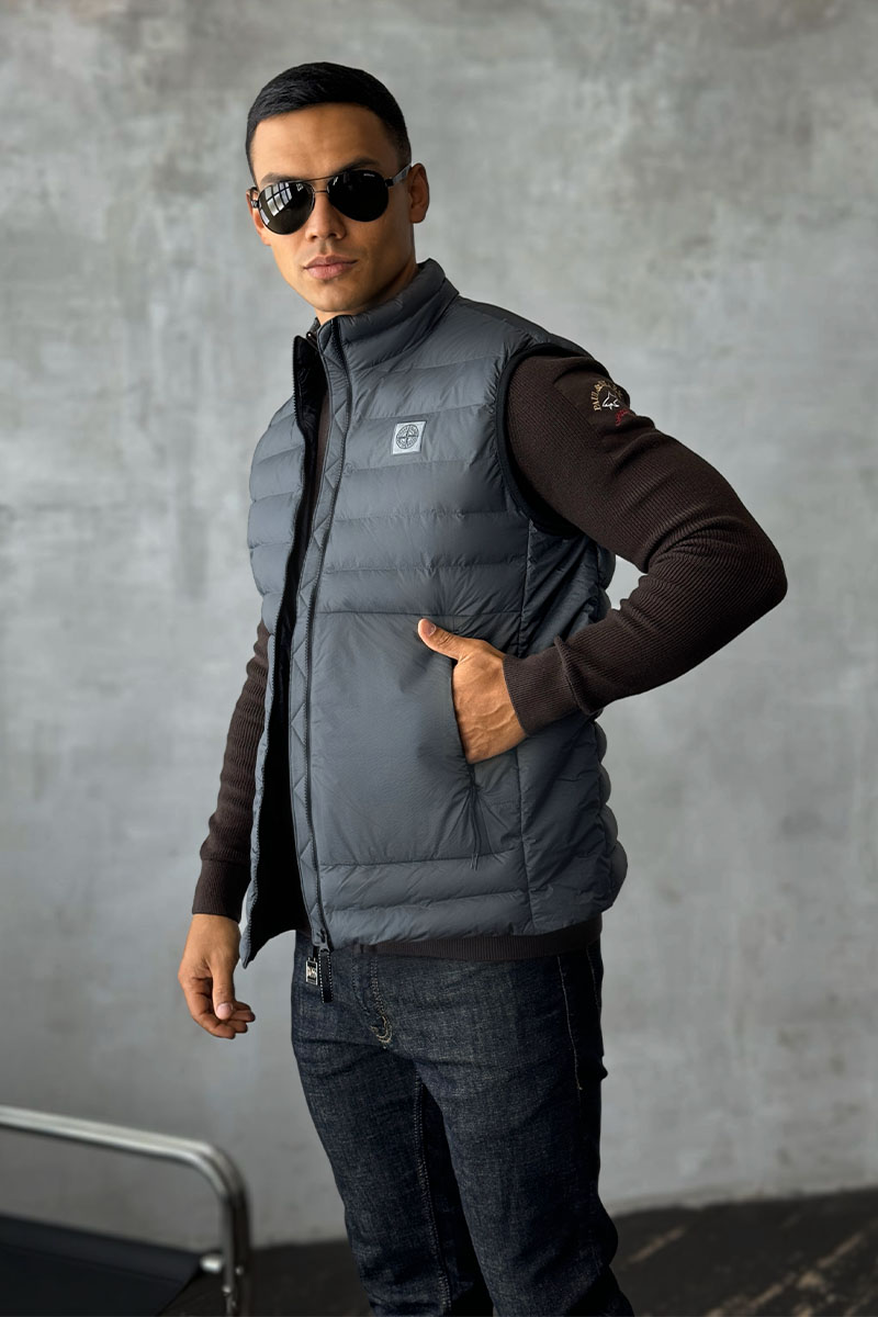 Stone Island Мужской жилет серого цвета compass badge
