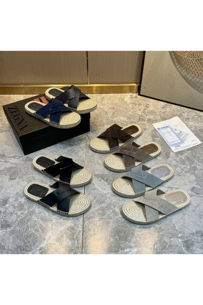 Zegna Мужские шлёпанцы leather - Navy