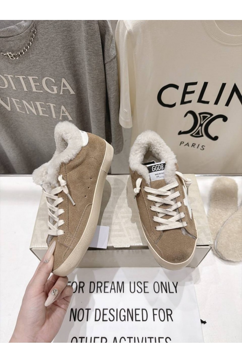 Designer Clothing Женские замшевые кроссовки с мехом Golden Goose Ball Star premium