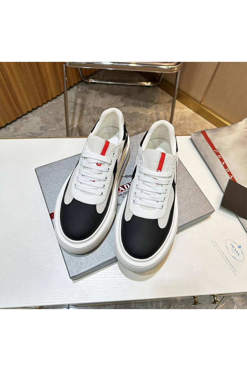 Prada Комбинированные кроссовки logo-stripe - Black / White
