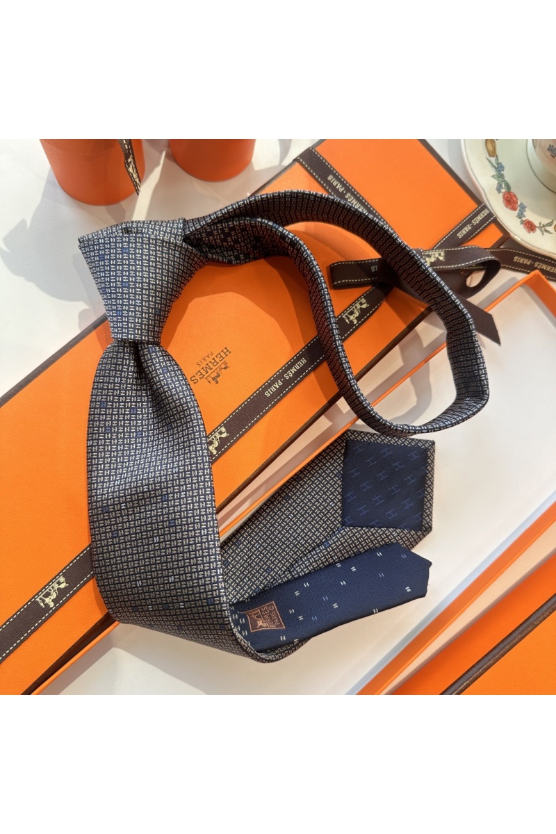 Hermes Галстук geometric logo-print premium - Navy