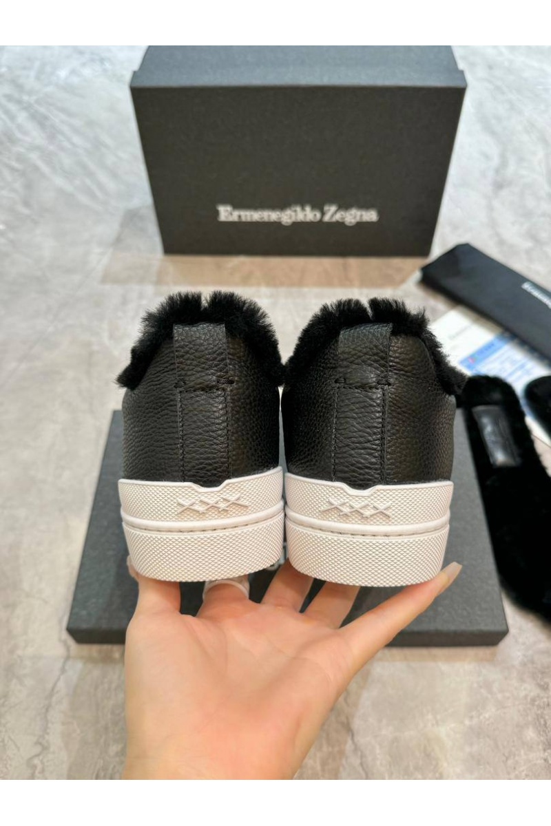 Zegna Кроссовки с мехом Triple Stitch