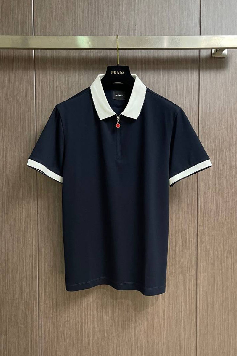 Kiton Мужское поло тёмно-синего цвета premium