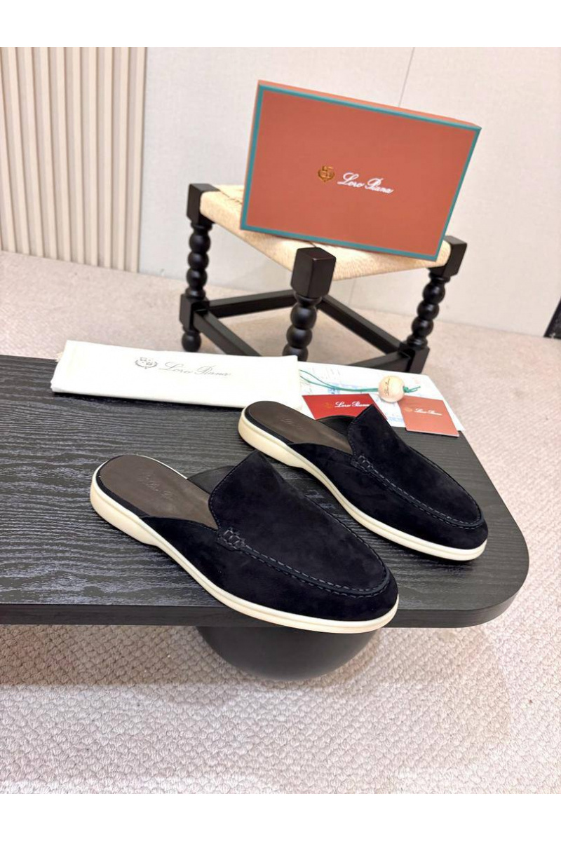 Loro Piana Мужские замшевые шлёпанцы