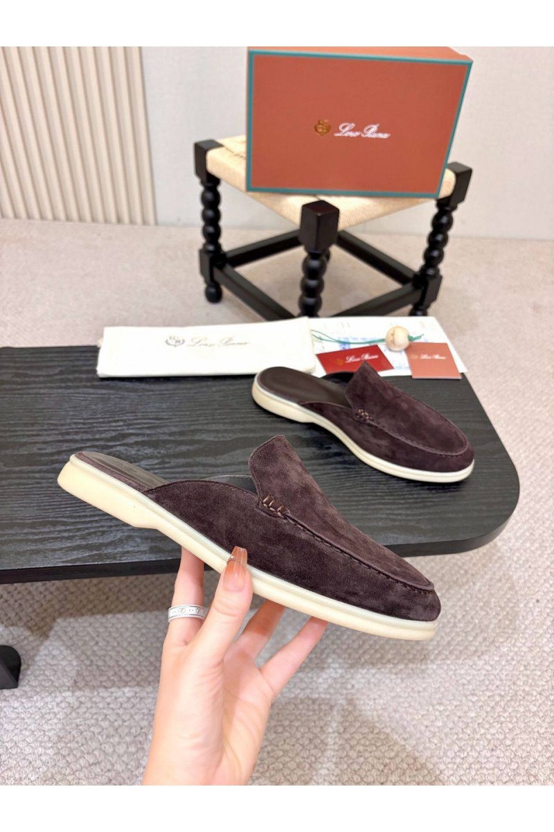 Loro Piana Мужские замшевые шлёпанцы