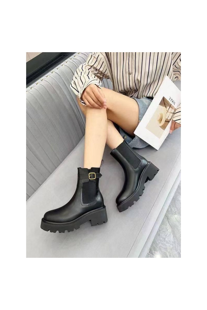 Celine Женские кожаные сапоги premium - Black