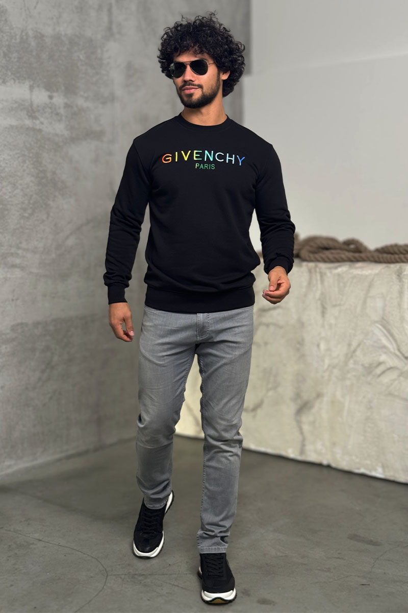 Givenchy Мужской чёрный свитшот Paris logo-embroidered