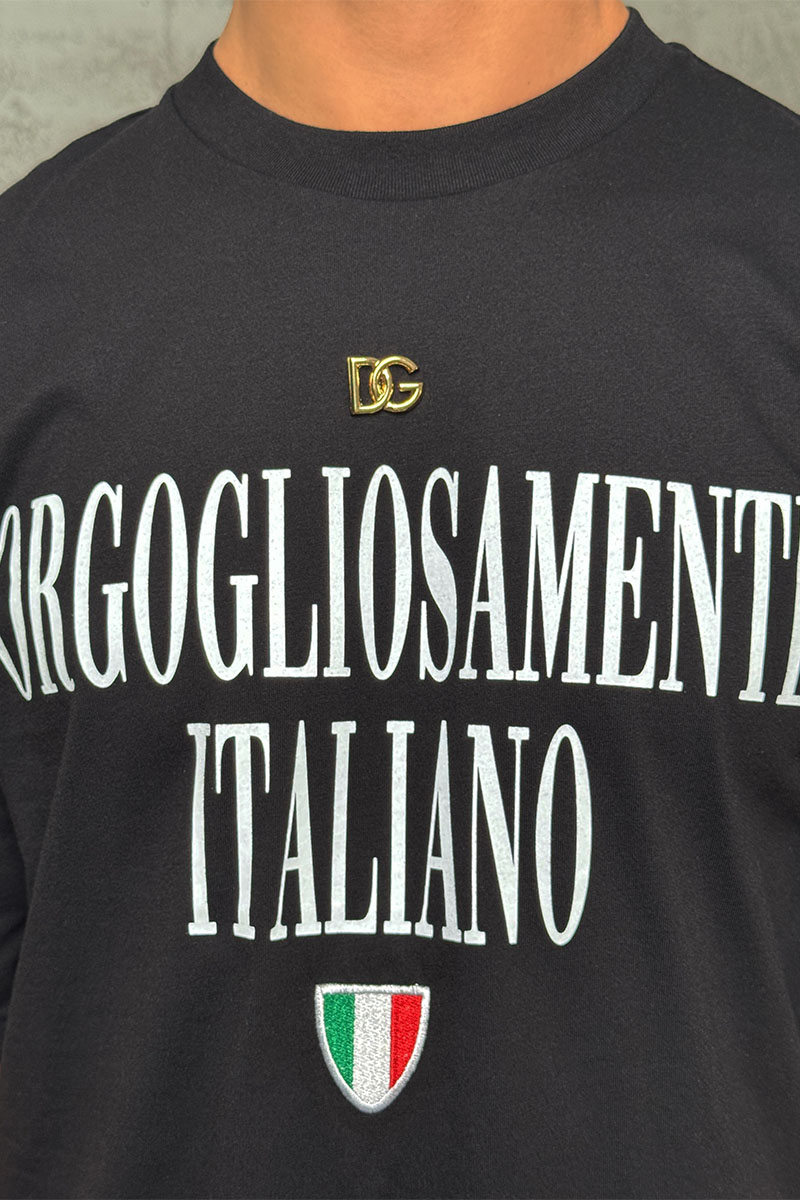 Dоlсе & Gаbbаnа Чёрная оверсайз футболка logo-plaque