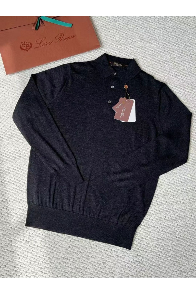 Loro Piana Поло с длинным рукавом Premium - Black Flower Gray