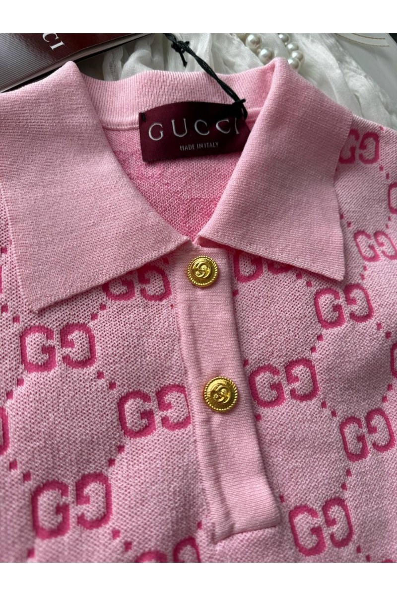 Gucci Розовое женское поло GG monogram-pattern