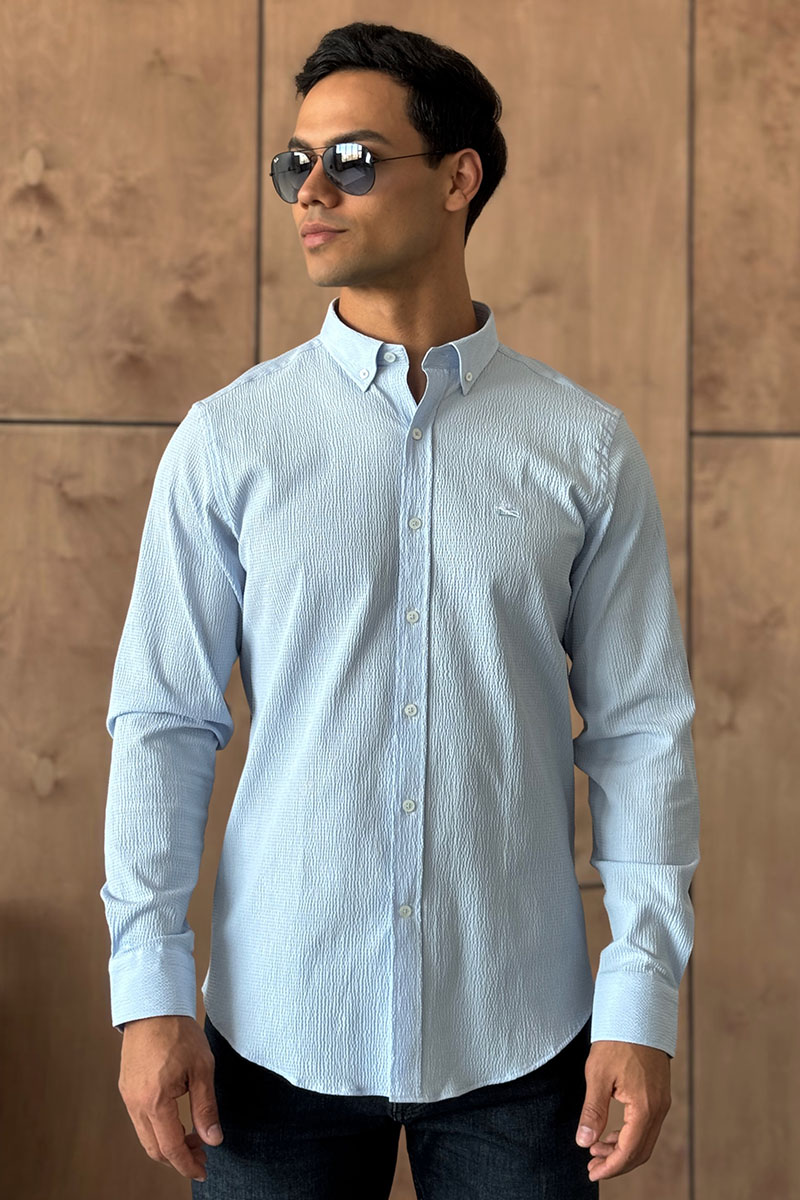 Etro Мужская голубая рубашка Pegasus logo