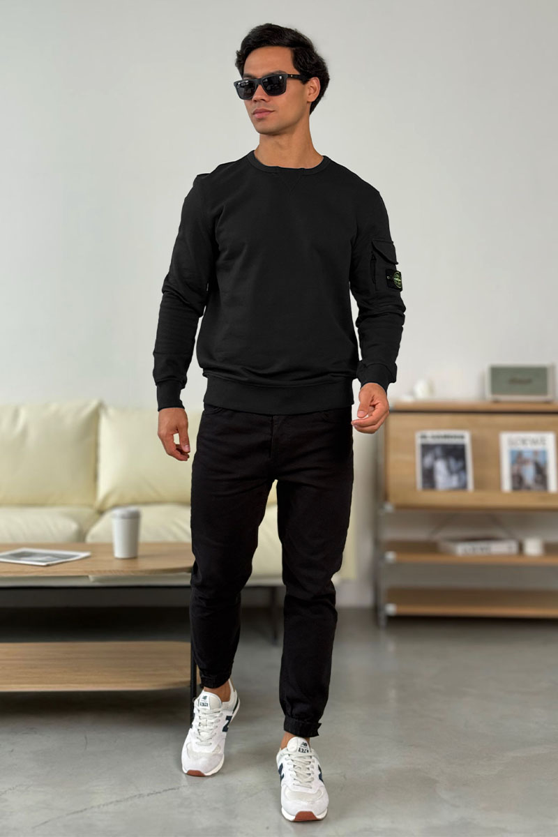 Stone Island Чёрный свитшот compass-patch crewneck