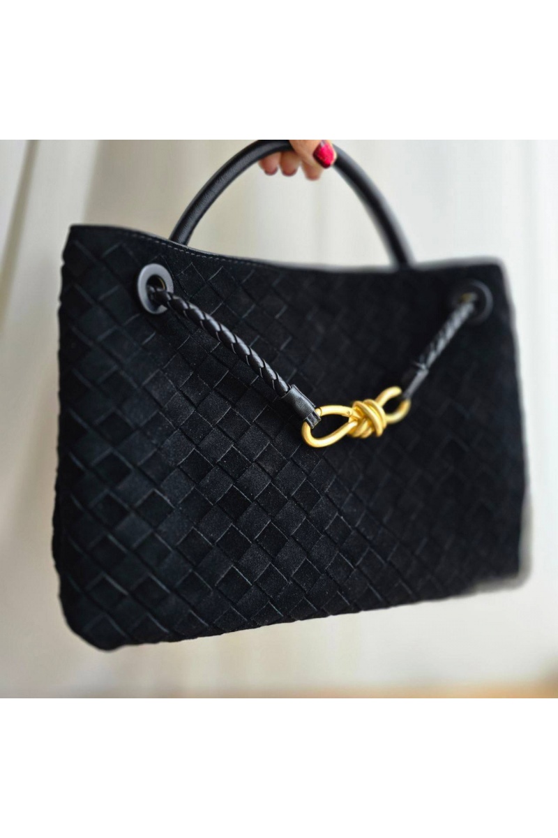 Bottega Veneta Замшевая чёрная сумка 30x23 см