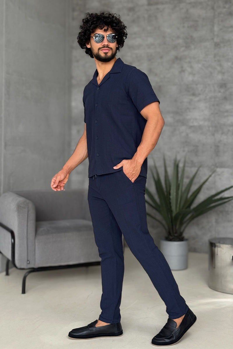 Loro Piana Мужская рубашка тёмно-синего цвета