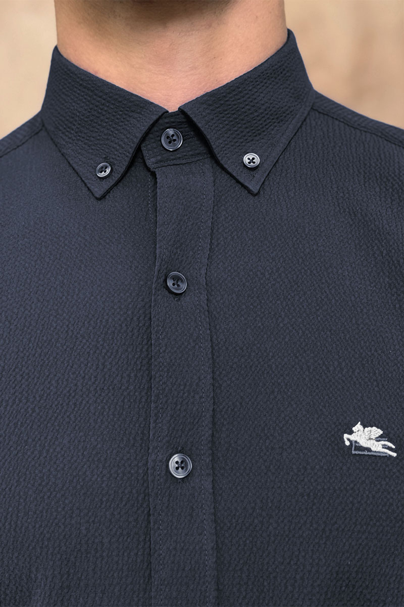 Etro Мужская тёмно-синяя рубашка Pegasus logo