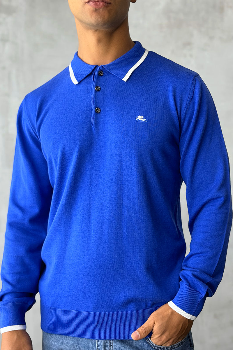 Etro Поло с длинным рукавом Pegaso logo - Blue