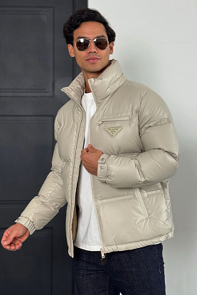 Мужской пуховик logo-plaque - Beige