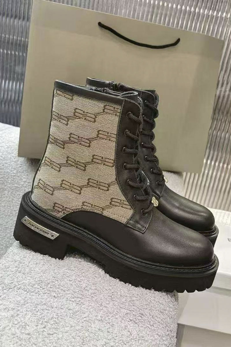 Balenciaga Женские кожаные ботинки чёрного цвета