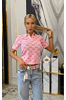 Розовое женское поло GG monogram-pattern