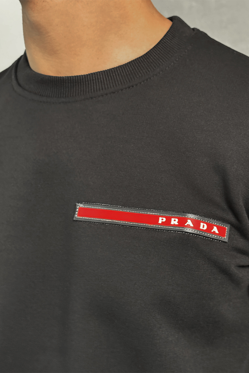 Prada Мужской чёрный свитшот Linea Rossa logo