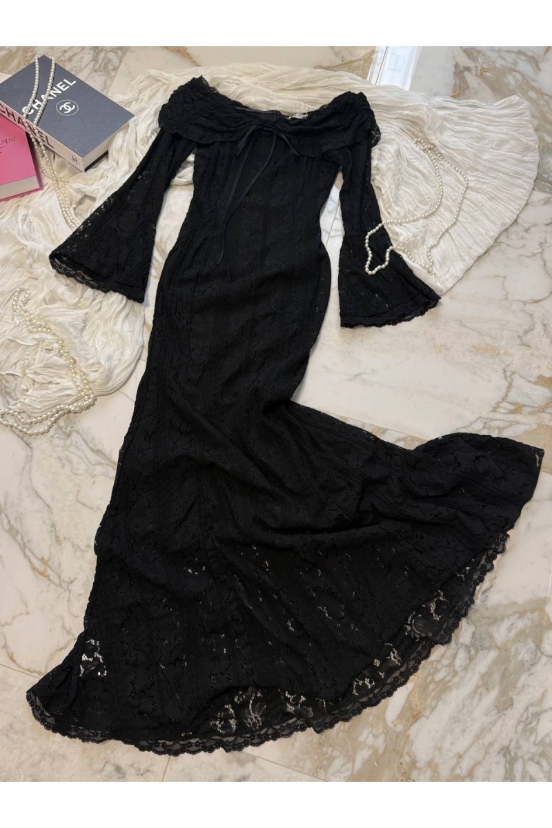 MIU MIU Кружевное женское платье с открытыми плечами 